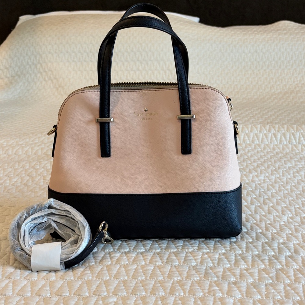 kate spade Two-Tone Pink and Black Dome Satchel with Detachable Strap